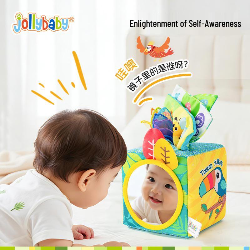 Jollybaby Кубик из прочной на ощупь ткани - Пазл и вытягивающаяся игрушка для малышей