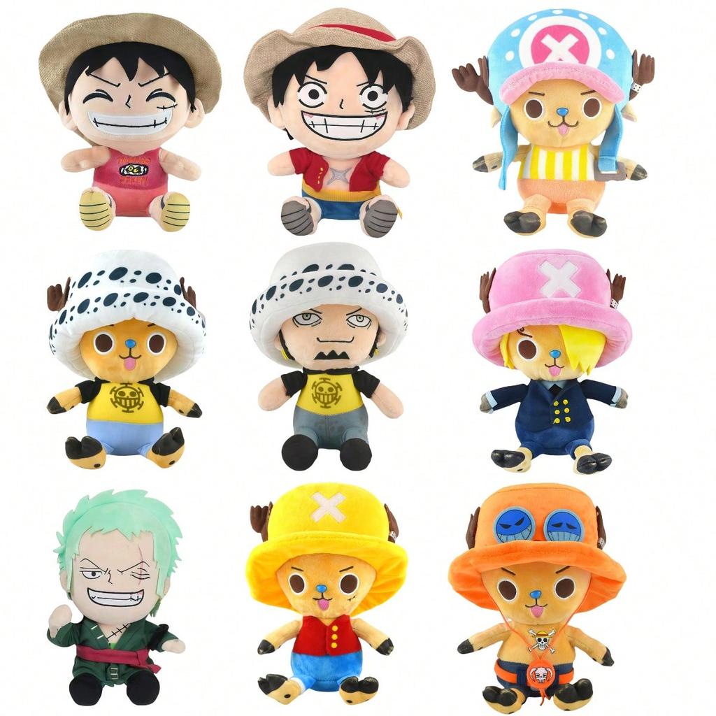 Японское аниме 25 см One Piece Оригинальные плюшевые игрушки CartoonFigure Luffy Chopper Ace Roronoa Zoro Милая мягкая кукла Дети Рождественские подарки
