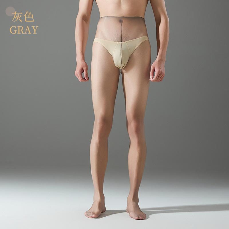 Ультратонкие Мужские Чулки Сексуальные Прозрачные Аврора Масляные Блестящие Без Пояса На Одной Линии Промежности Колготки Эротический Чехол для Пениса Мешочек