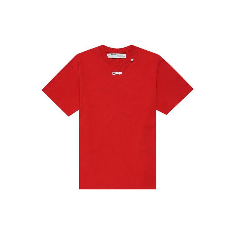 Off-White Картина маслом со стрелкой и принтом Свободная футболка Мужские топы Красный OMAA038S201850042088