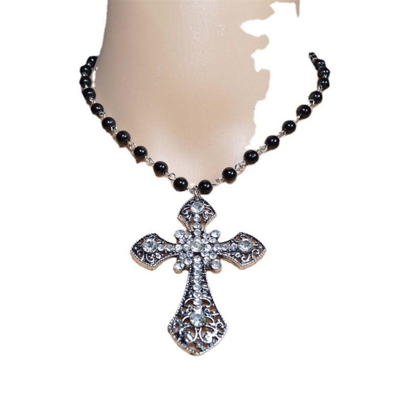 Gothic Cross Necklace For Women With Alloy Pendant And Chain Jewelry Accessory