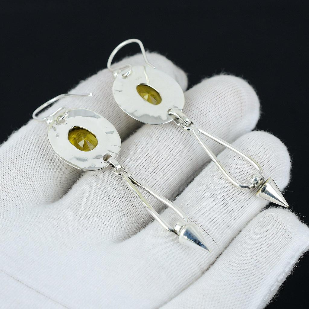 Citrine Gemstone Earring, Citrine Silver Earring, Oval Gemstone Earring, 925 Sterling Silver Earring, Gemstone Earring, Meditation Earring