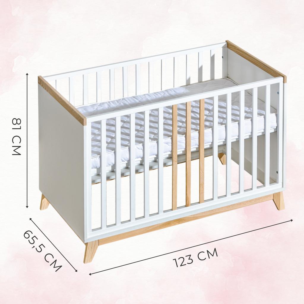 Łóżeczko dziecięce nordik 2w1 120x60 cm - drewniane łóżko dla dziecka + barierka