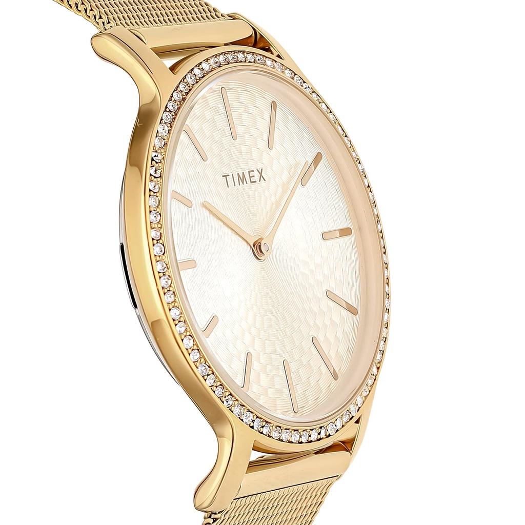 [TIMEX] Watch Timex TRANSCEND Gold Dial Brass Mineral Glass Quartz Japanese Movement 34MM America Watch TW2V52200 Women's
