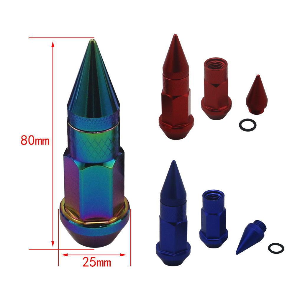 20PCS Bullet Style Lug Nuts - Cone Seat Anti-Theft Locking Nuts, Colorful Aluminum Wheel Nuts for Car SUV