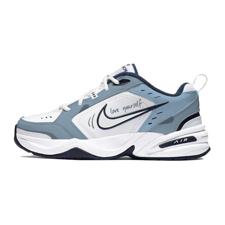 Nike Air Monarch 4 ПУ Кожа Увеличивающие Рост Увеличивающие Рост Низкие Кроссовки Массивные Кроссовки Унисекс Синий Белый 415445-102(TeamS-QD)