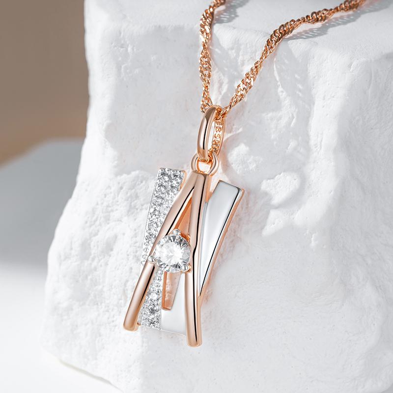 Золотой серебряный цвет большой кулон для женщин индивидуальное геометрическое ожерелье микро инкрустация белый циркон роскошные украшения для вечеринок