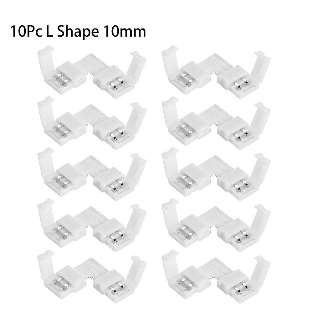 1/5/10Pcs New Clip-on Coupler Solderless 2Pin PCB LED Strip Connector 8mm 10mm