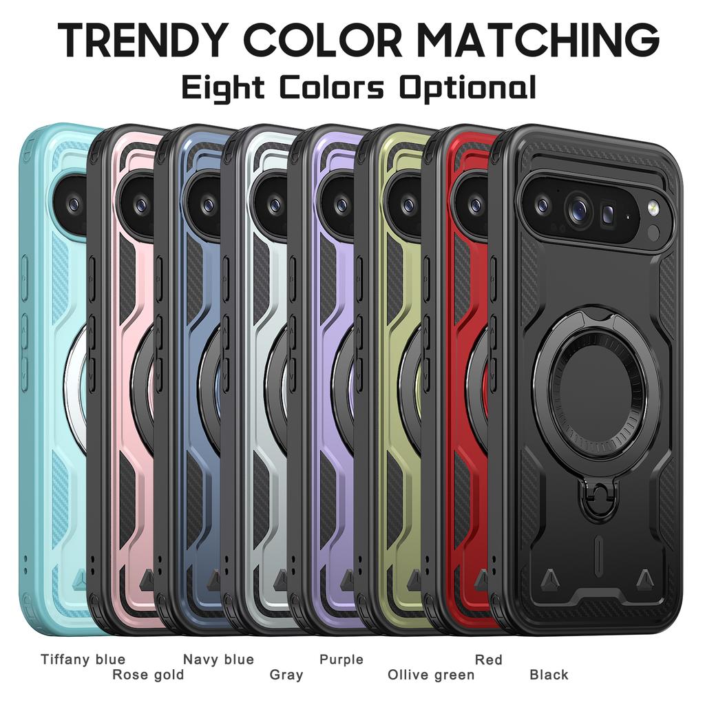 Противоударный бампер для Google Pixel 9 Pro XL 9A с магнитным кольцом-подставкой, чехол для телефона Google Pixel 10 Pro XL, двухслойная крышка