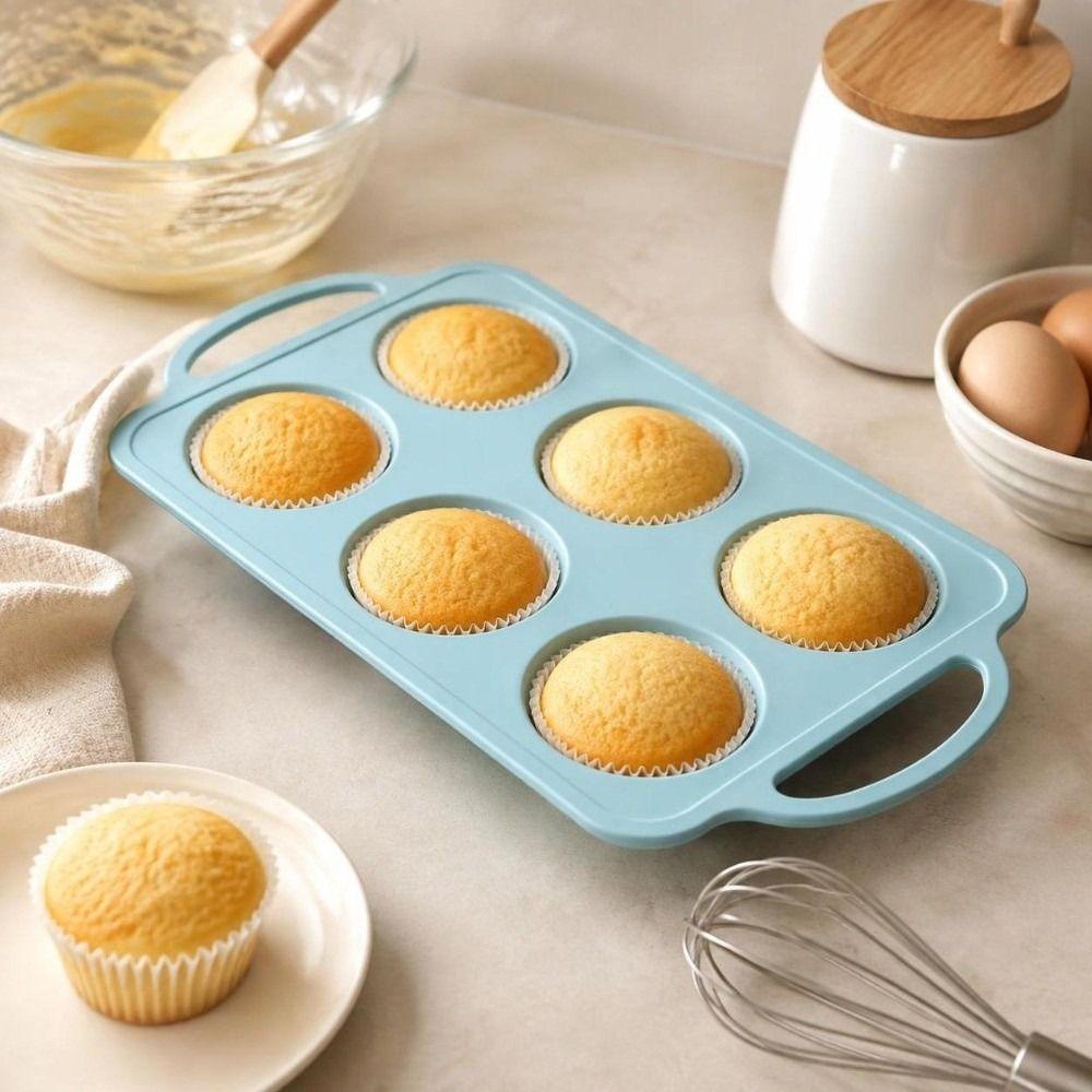6-Cavity Silicone Cake Molds High Temperature Resistant Easy Release Molds Pastry Making