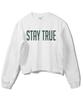 PRINOAR Белая полуукороченная футболка с длинным рукавом Stay True