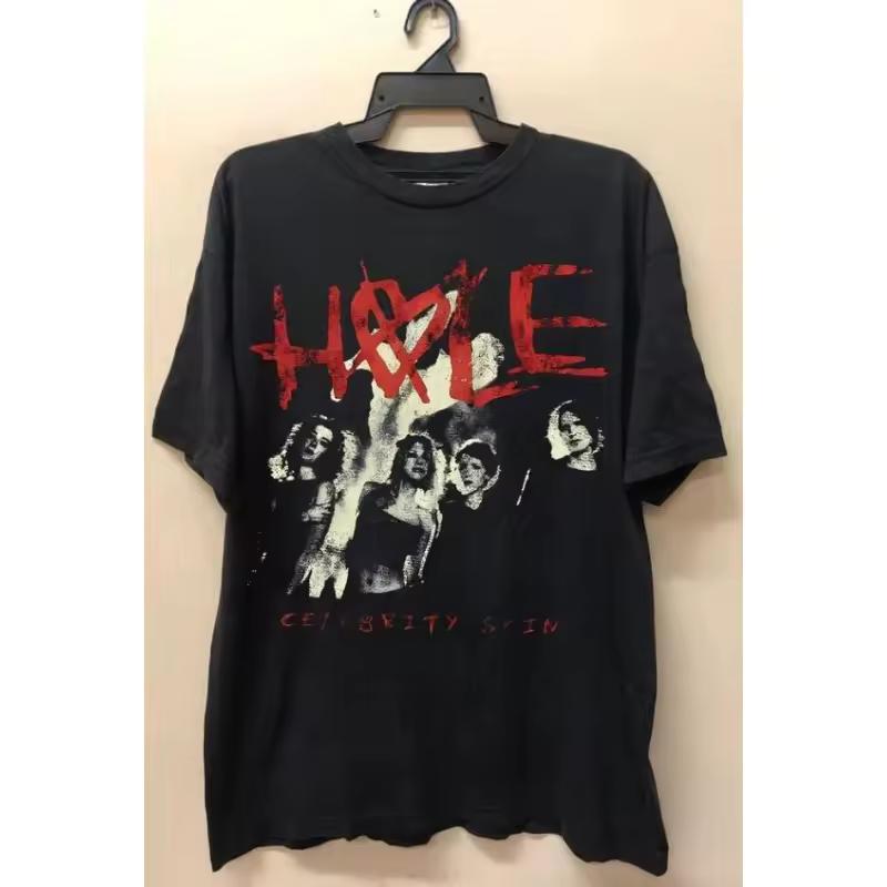 Hole Band T-shirt, Unisex Pure Cotton T-shirt, 90s Band T-shirt Men's T-shirt Summer New Casual Suitable for Both Men and Women