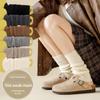 Korean Style White Wool Thick Plush Calf Socks for Women - Warm Solid Color Knit Leg Covers