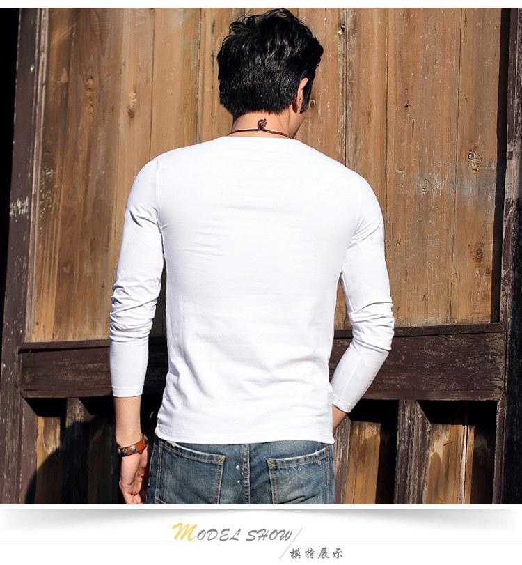 Мужская футболка с длинным рукавом с круглым вырезом для самосовершенствования, однотонная тонкая футболка, индивидуальная трендовая мужская одежда