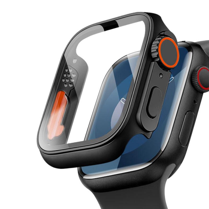 Стекло + чехол для Apple Watch, переход на Ultra iWatch Series 4, 5, 6, 7, 8, 9, 45 мм, 41 мм, 44 мм, 40 мм, защитная крышка для экрана, обновление до Ultra