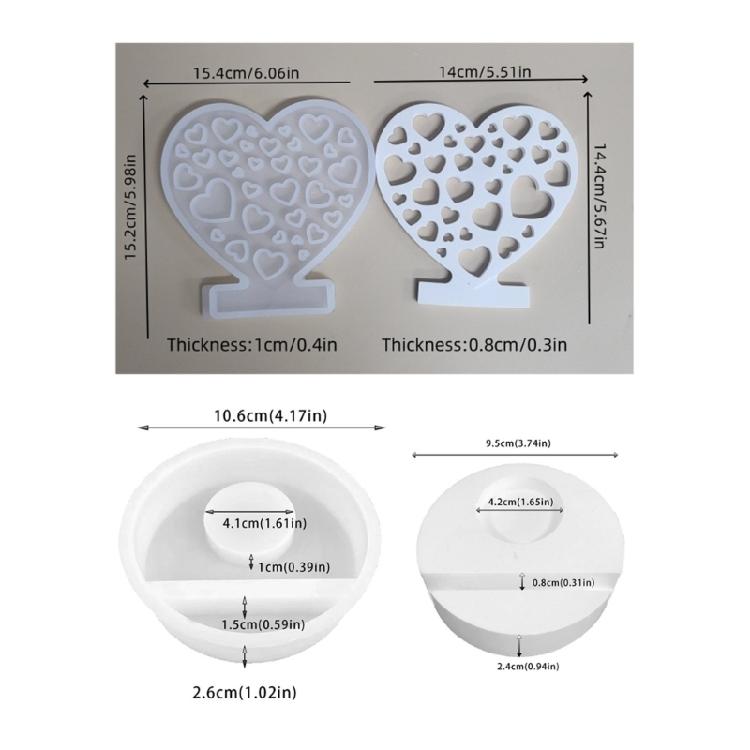 Candle Base Gypsum Mould Heart Shaped Candle Holder Mold Decorative Silicone Ornament Mould Practical Jewelry Tool