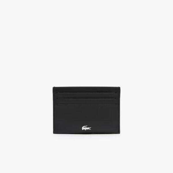 Lacoste Nh1346f54g Fitzgerald Metal Logo Cowhide Card Holder 000 Black Js