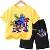 Girls Boys Summer Short Sleeve Tshirt Set Cartoon Tee Tops Game Anime Shirts Kids Rainbow T-shirt