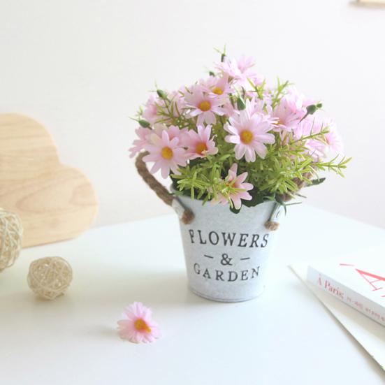 1шт искусственный цветок ромашка металлический горшок бонсай этап сад свадьба декор