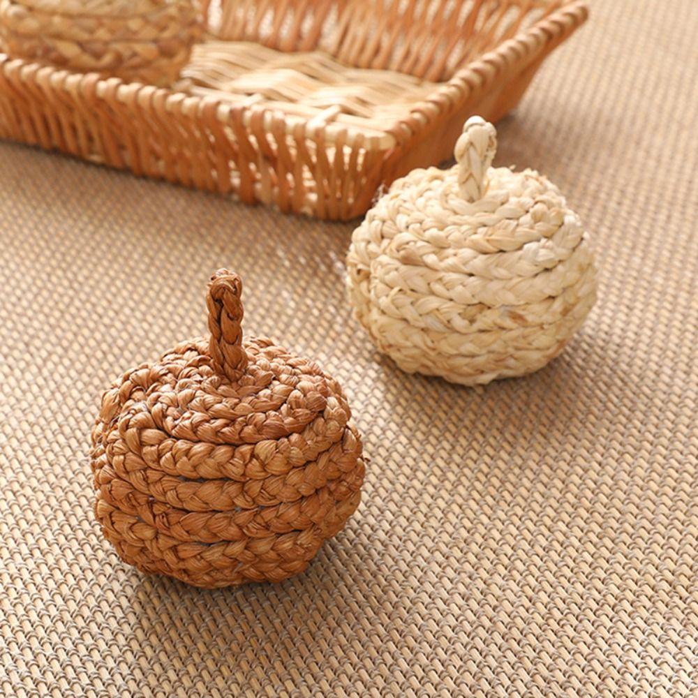Straw Woven Straw Pumpkin Balls Artificial Halloween Decoration Christmas Tree Pendant Tabletop