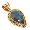 Natural Labradorite TwoTone 925 Solid Sterling Silver Jewelry Pendant 1.50" D8l62
