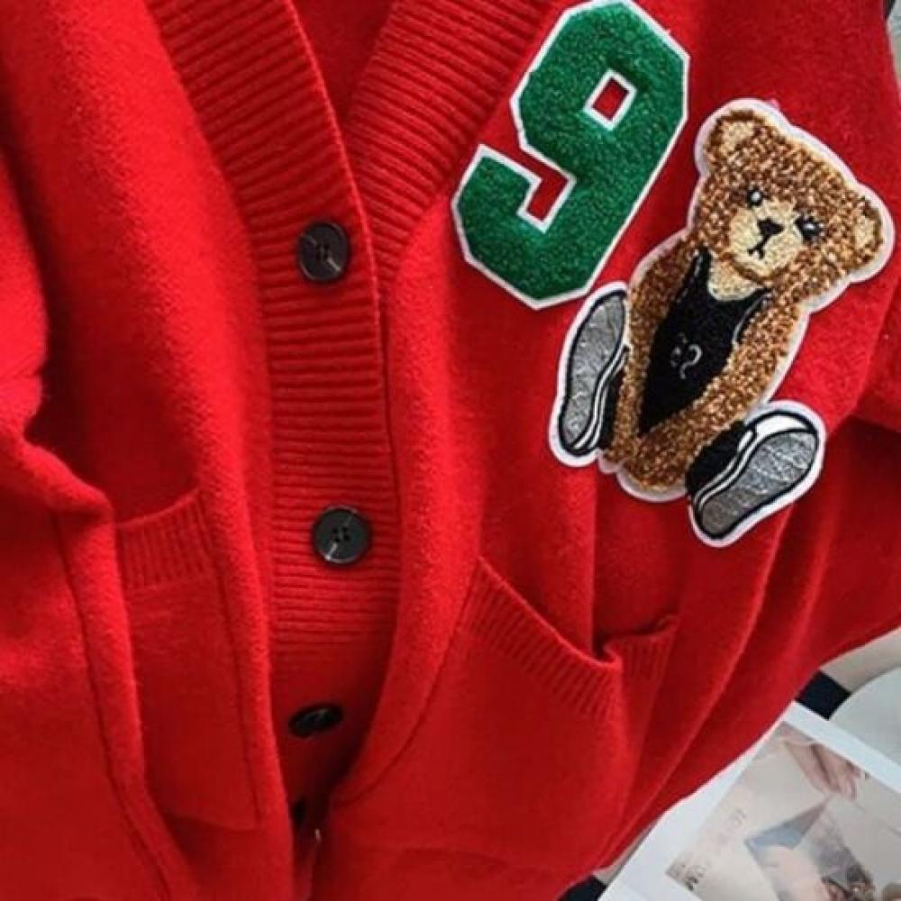 Navava Women Casual Teddy Bear Long Sleeve Knit Cardigan Nk2539
