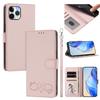 Happy Heart Pattern Magnetic Closure Vegan Leather Phone Case With Wrist Strap For iPhone Shockproof Protective Cover