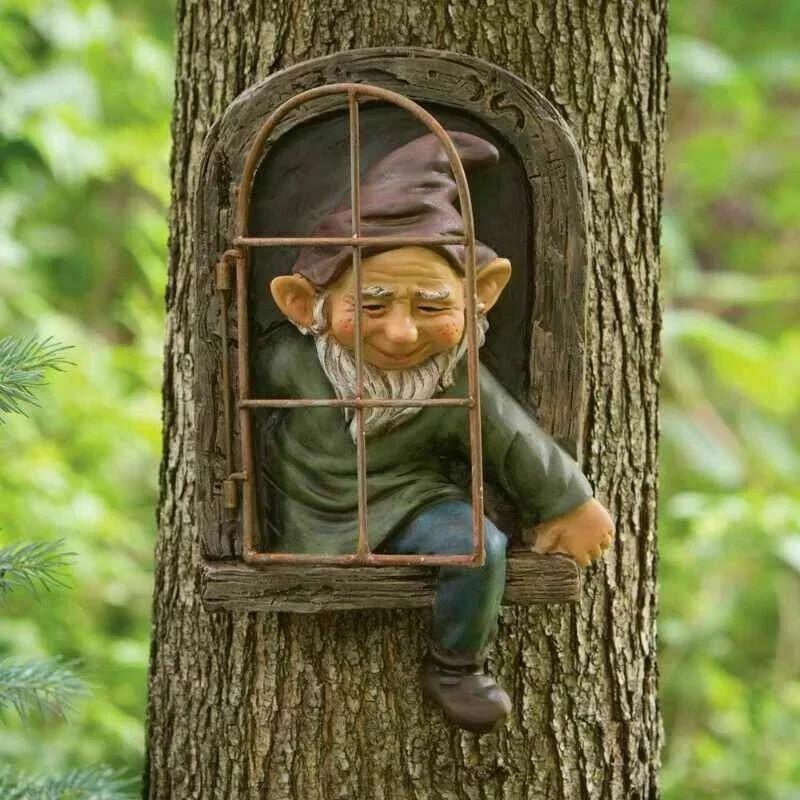 New Personalized Garden Elf Statue Courtyard Porch Creative Decoration Naughty Dwarf Window Opening Home Outdoor Decoration LS