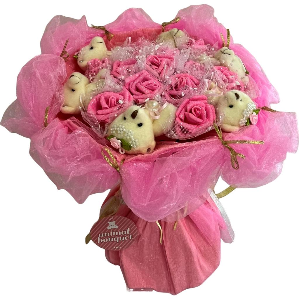 Q-FLA Bear Bouquet Mix Mother's Day Gift Bouquet Plush Toy Present QB-4