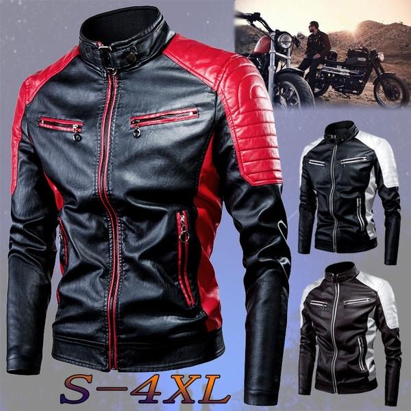 Warm Leather Jacket Jacket Men Tops Men's Casual Motorcycle Stitching Wool Leather Jacket Men's Fashion Locomotive Retro