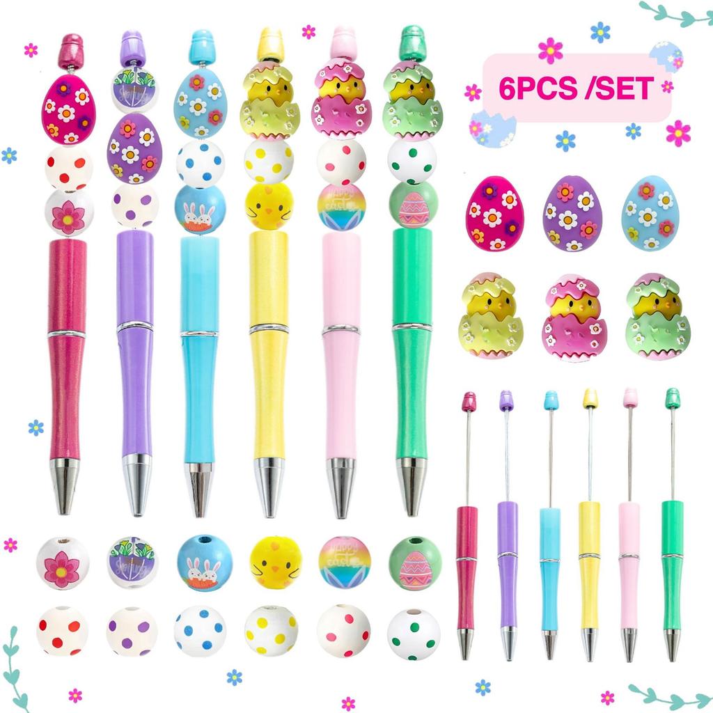 Rotating Gradient Acrylic Bow Theme Chick Easter Dog DIY Beaded Pen Set Office Supplies Ballpoint Pen