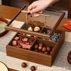 Новогодняя коробка для закусок из черного ореха: Разделенная конструкция из массива дерева для фруктов и орехов в современном китайском стиле