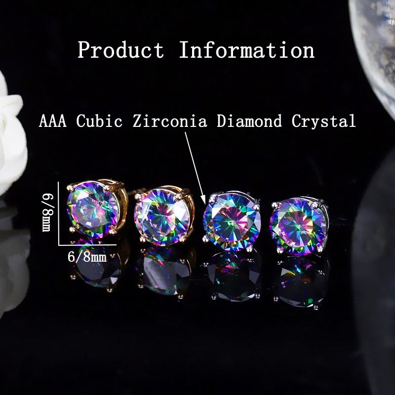 Серьги-гвоздики CMM высокого качества с радужным градиентом и кубическим цирконием унисекс