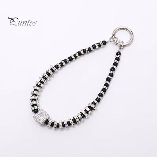 Mobile Phone Wrist Strap Beaded Faux Pearl Charm Anti-Theft Phone Lanyard Fashionable Hands-Free Bracelet Rhinestone Phone Strap