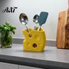 Unique Home Office Decor Cheese Shape Storage Box, Cute Yellow Plastic Organizer, 3D Printing Shaped Desktop Organizer Creative Ornament for Pens And