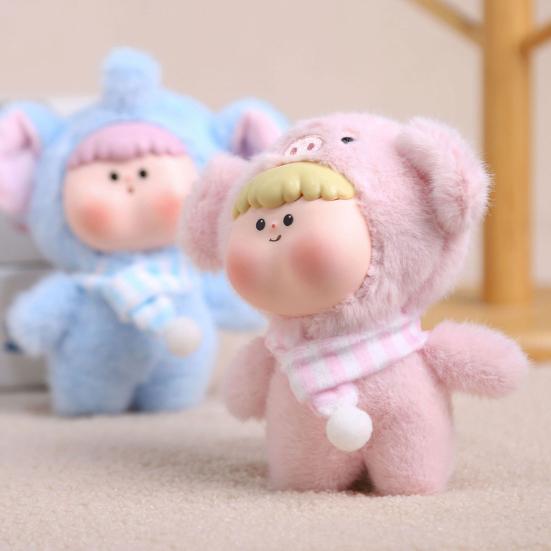 Yousheng Adorable Doll Pendant Multifunctional Plush Keychain with Hanging Buckle Cute Animal Shapes Fox Panda Soft Skin-Friendly Vinyl Face Gift