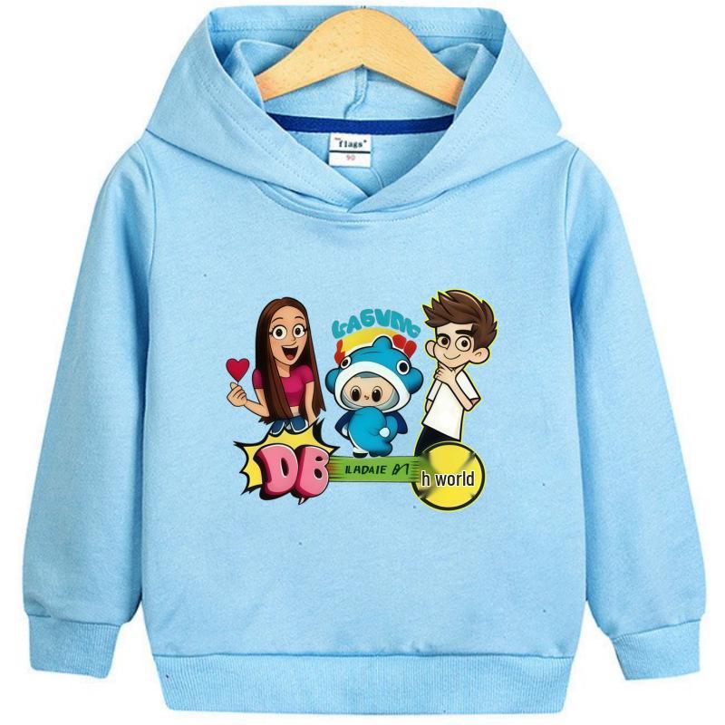 Модный унисекс детский худи с мультяшным принтом - Белый, дизайн DB Girl & A4 Boy, идеально подходит для весны и осени