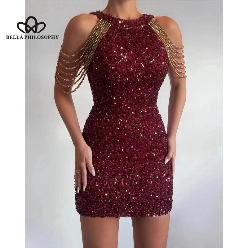 Весна-лето, новая мода, сексуальное платье с вырезом и кисточками на бедрах, с блестками, в европейском и американском стиле, вечернее платье со средней талией