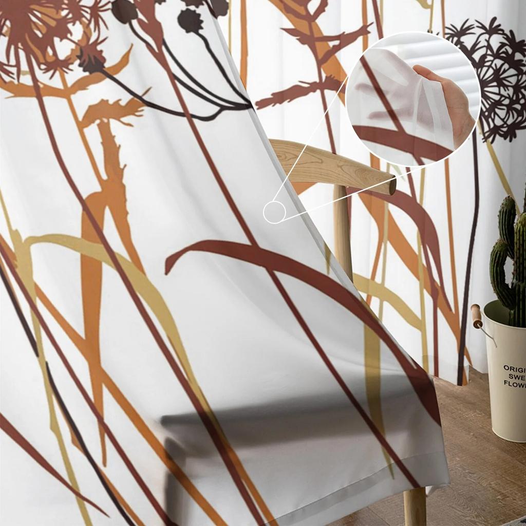 Dandelion And Butterfly Tulle Curtains for Living Room Bedroom Modern Voile Curtain Kitchen Chiffon Sheer Curtains