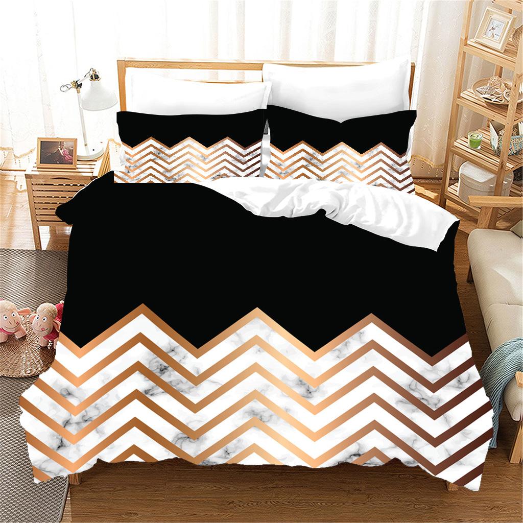 3D черный мрамор современная текстура золотая абстрактная серия полиэстер полный комплект постельного белья односпальная двуспальная кровать пододеяльник 2 шт наволочка