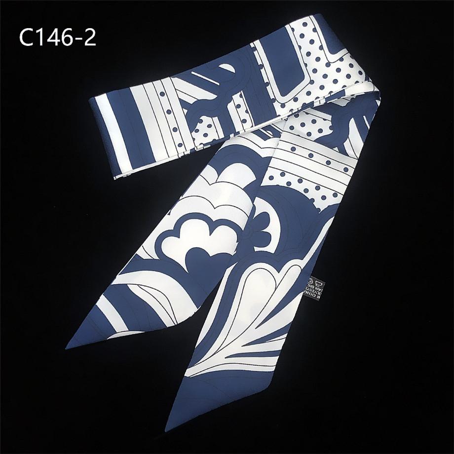 2024 New Design Dot Floral Stripe Skinny Brand Scarf For Women Hair Neck Silk Scarf For Ladies Foulard Headband Bag Scarves