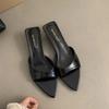 Fashion 2024 New Brand Women Slipper Fashion Pointed Toe Slip On Ladies Elegant Sandal Thin Low Heel Peep Toe Slides Shoes Pumps Dress