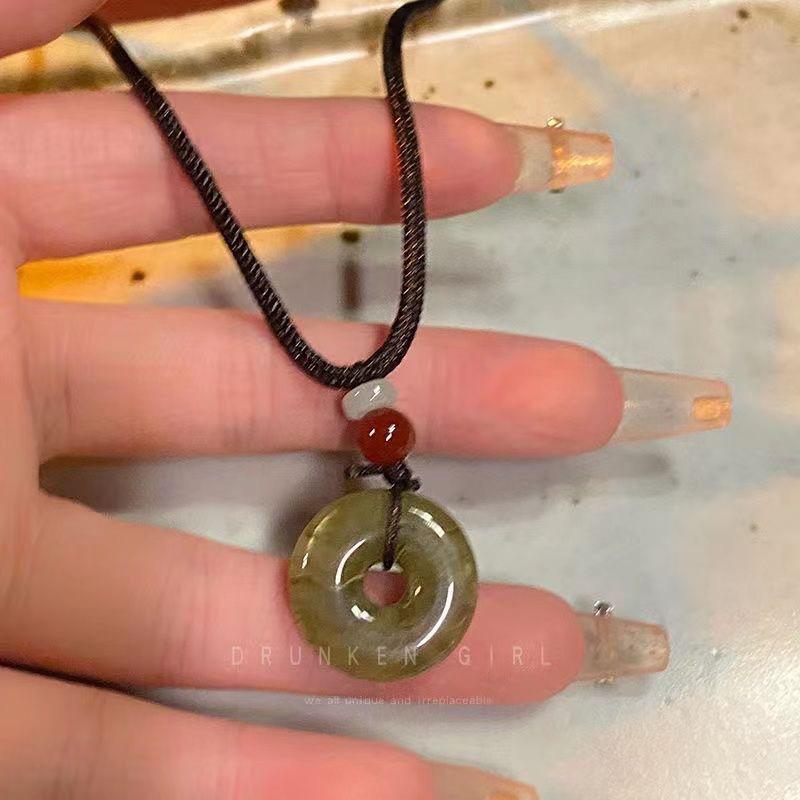 Модное плетеное нефритовое ожерелье с пряжкой безопасности для студентов и пар