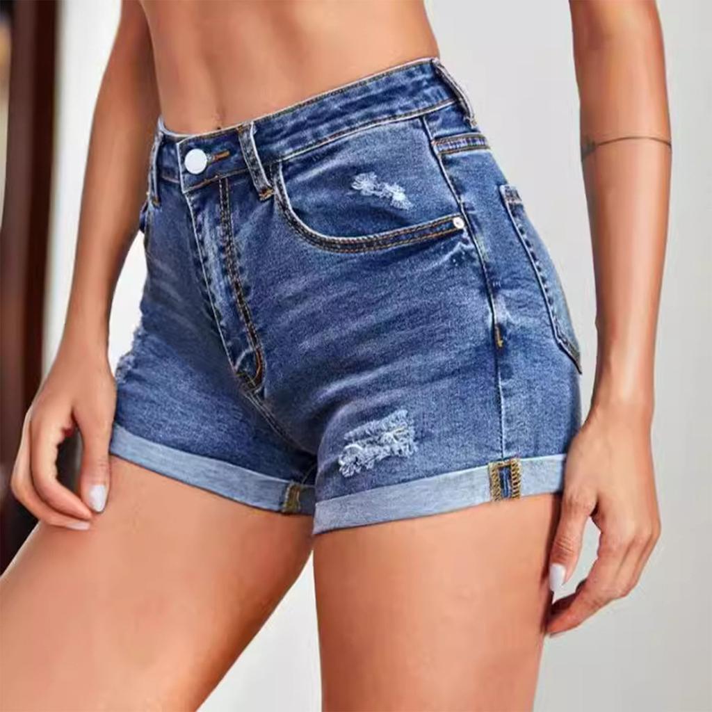 Женские джинсовые классические универсальные модные шорты с высокой талией