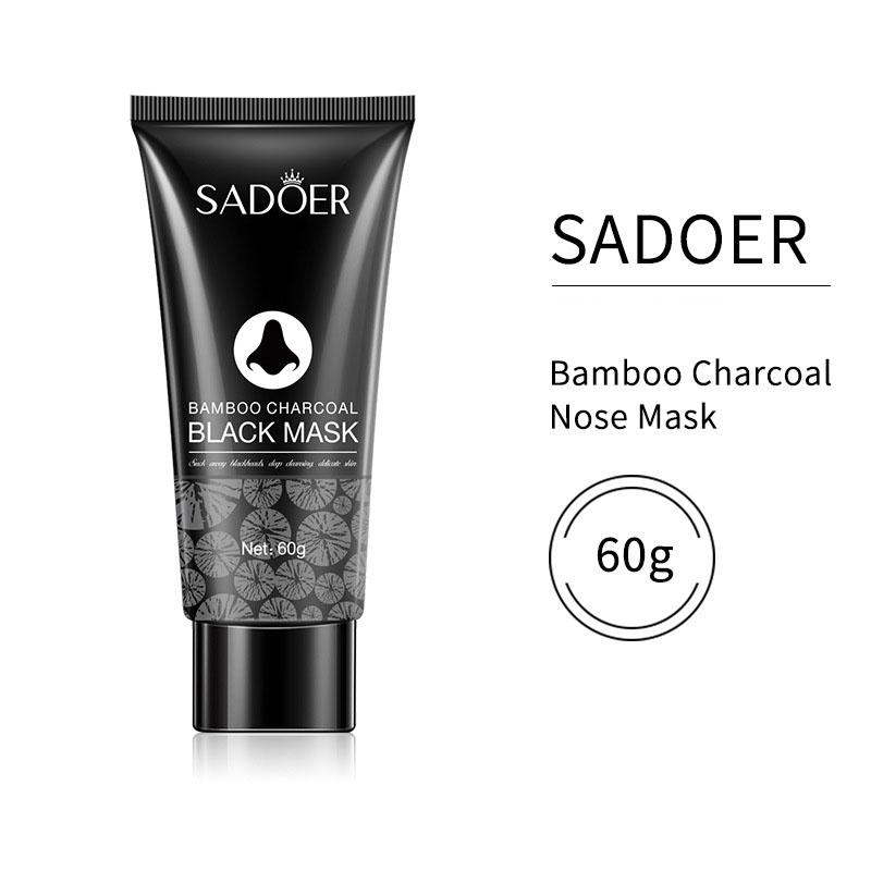 SADOER Черная бамбуковая угольная маска-пластырь для носа от черных точек с кремовой текстурой - 80 г