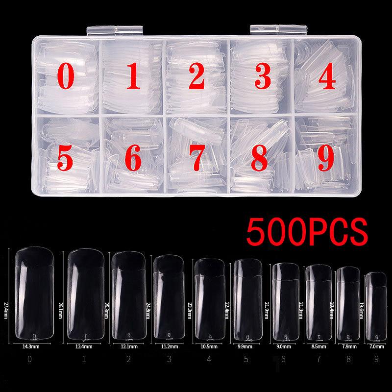 500 шт. супер прямые прозрачные полупокрывающие ногти полуфранцузские искусственные типсы для ногтей акриловые накладные ногти