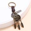 Eagle Pendant Vintage Leather Keychain - Men's Handmade Woven Accessory