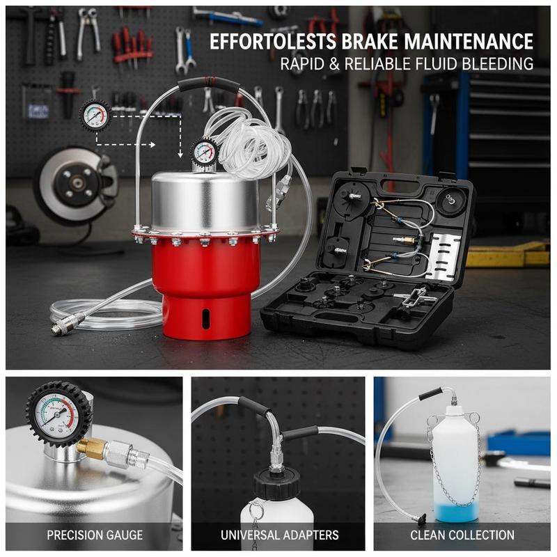 Brake Fluid Exchanger 5L For Auto Repair, Oil Change, System Maintenance, Manual Pump Operation Portable Pressure Gauge Heavy Duty Tank 110PSI High
