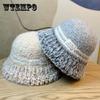 Plush Splicing Knitted Bucket Hat Women's Autumn and Winter Cold and Warm Ear Protector Basin Hat Wool Hat