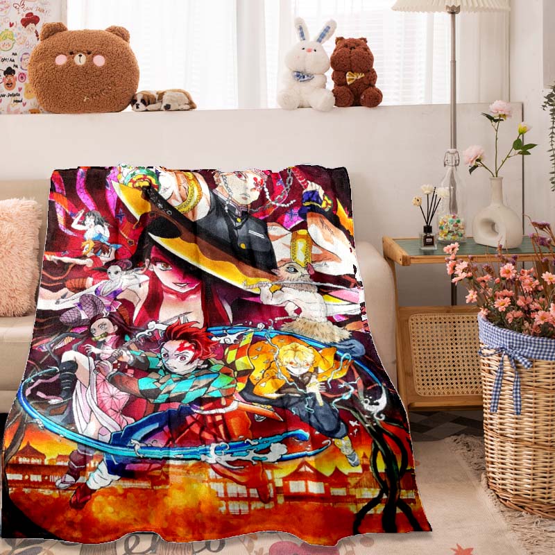 The Anime-themed Kimetsu No Yaiba Blanket Is Perfect for Naps, Sofas, Living Rooms, Offices, Bedrooms, and Other Similar Spaces.